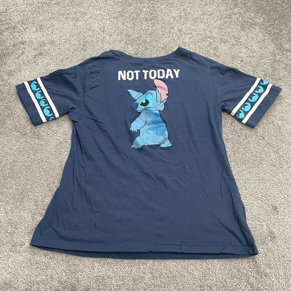 Disney Stitch Graphic T-Shirt Juniors XXL Blue Crew Neck Short Sleeve Cotton Tee - Picture 2 of 11
